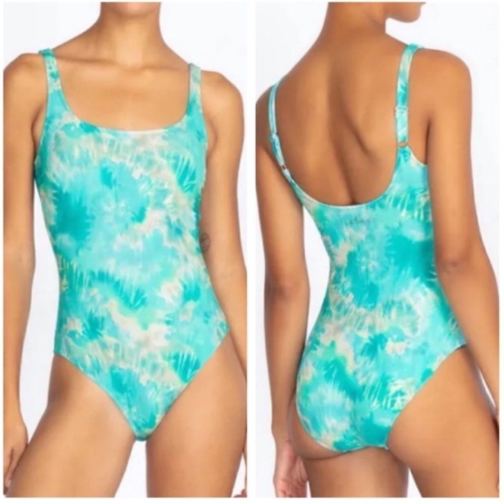 JOHNNY WAS Calme Turquoise Tie Dye One
Piece Tank Swimsuit